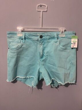 Casual High-Rise Aqua Cutoff Jean Shorts